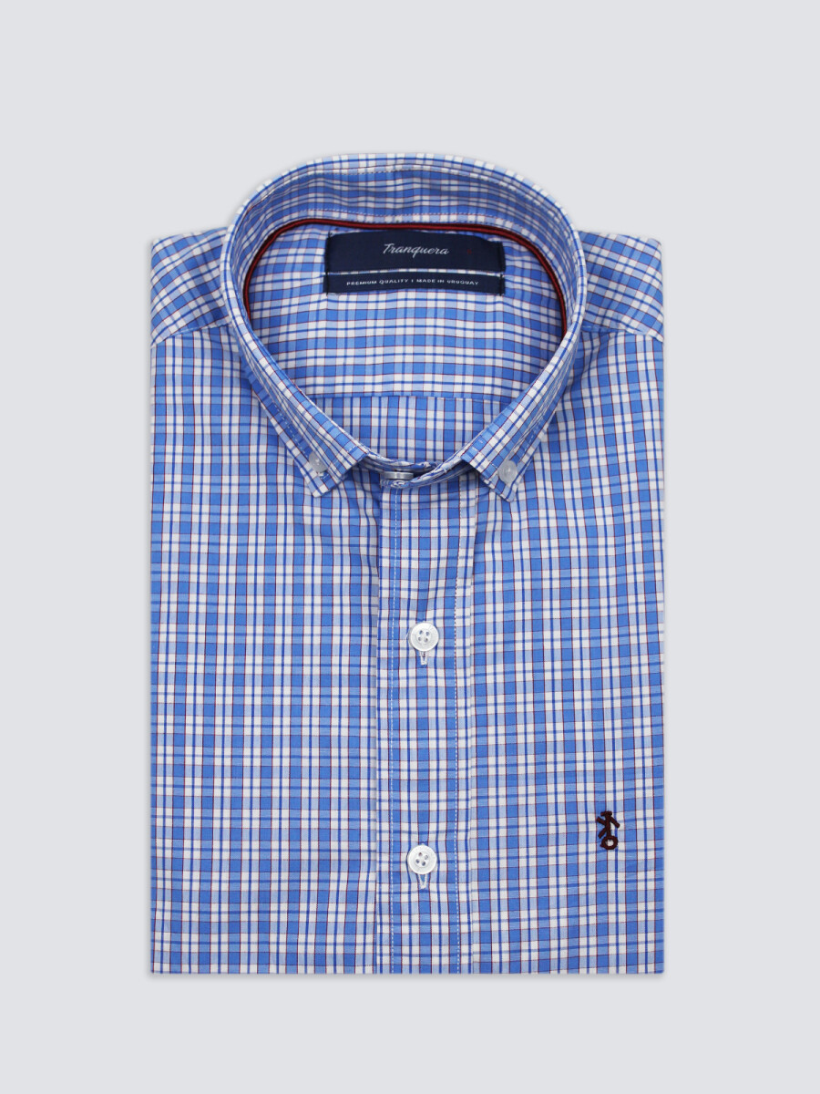 Camisa de Hombre Premium a Cuadros - Cuadros Celestes 