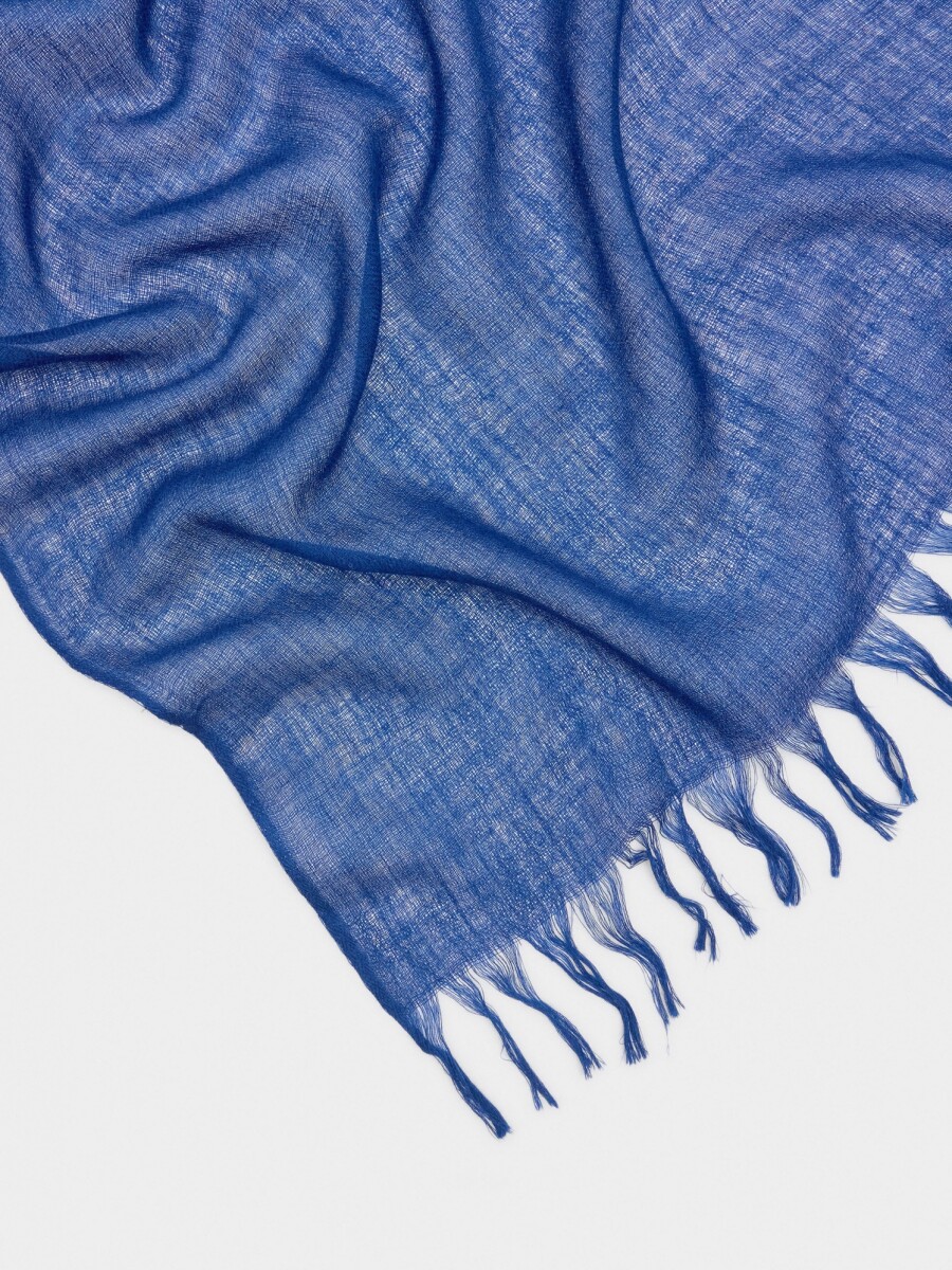 Pashmina De Lana Con Flecos azul