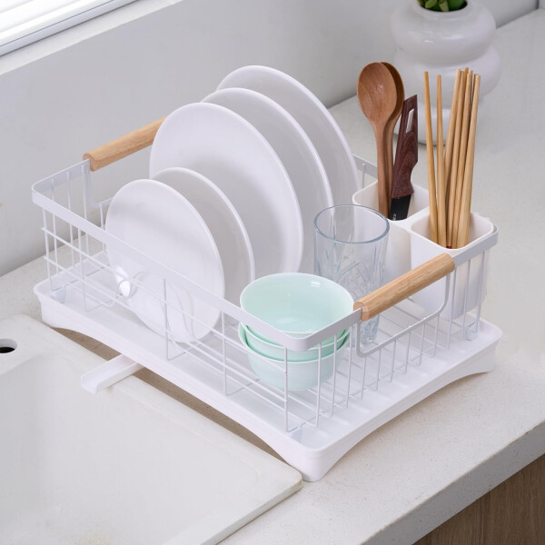 Escurridor Seca Platos Vajilla De Metal Asa De Madera Cocina Imback Color Blanco Escurridor Seca Platos Vajilla De Metal Asa De Madera Cocina Imback Color Blanco