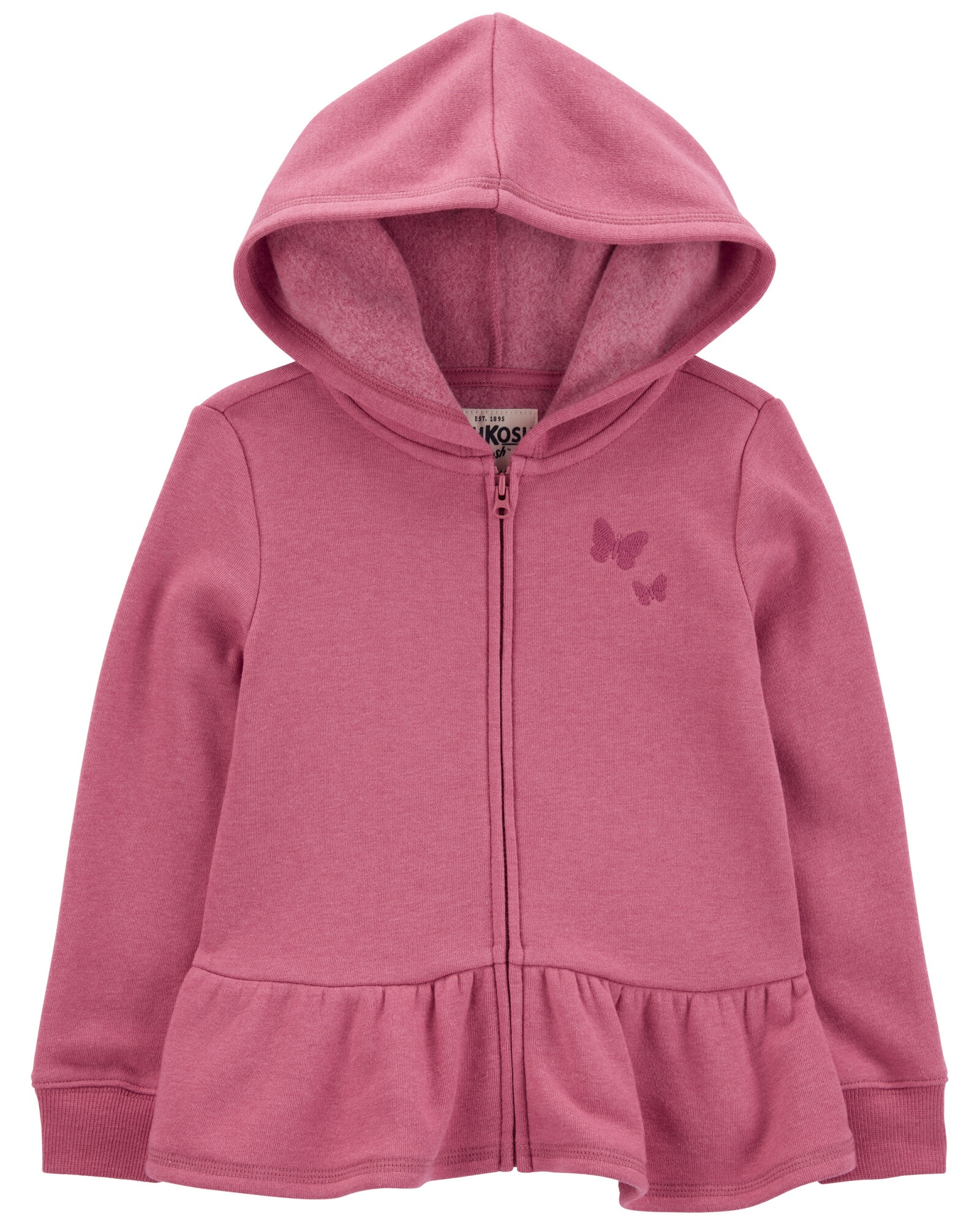 Campera de algodón con felpa, con capucha, volado y bordado Campera de algodón con felpa, con capucha, volado y bordado