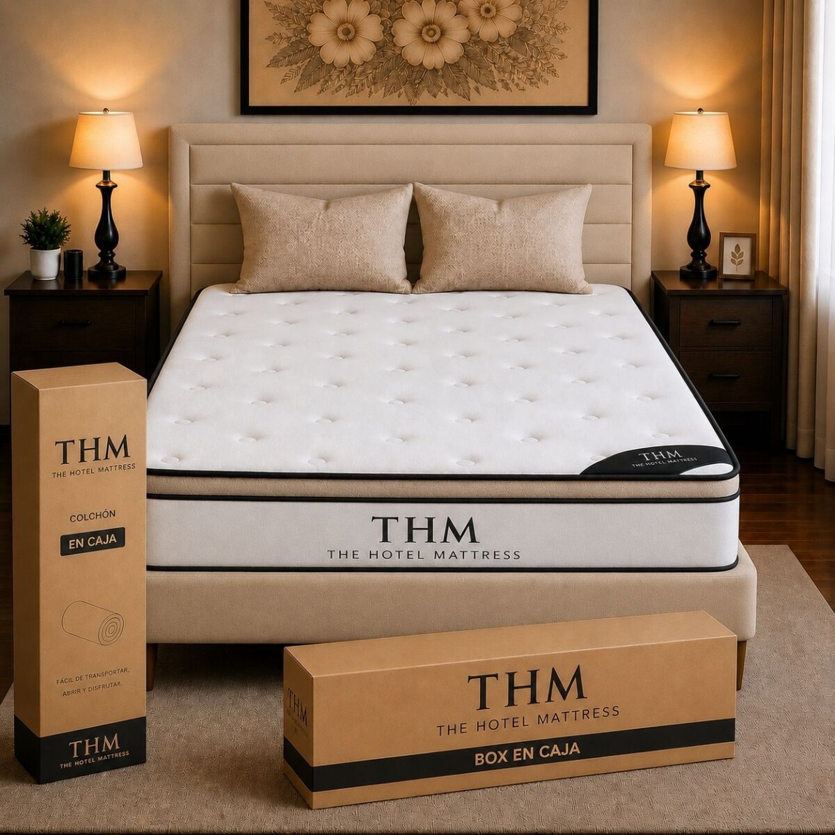 Sommier Plaza Y Media HAMPTONS Ruthenium - Beige 