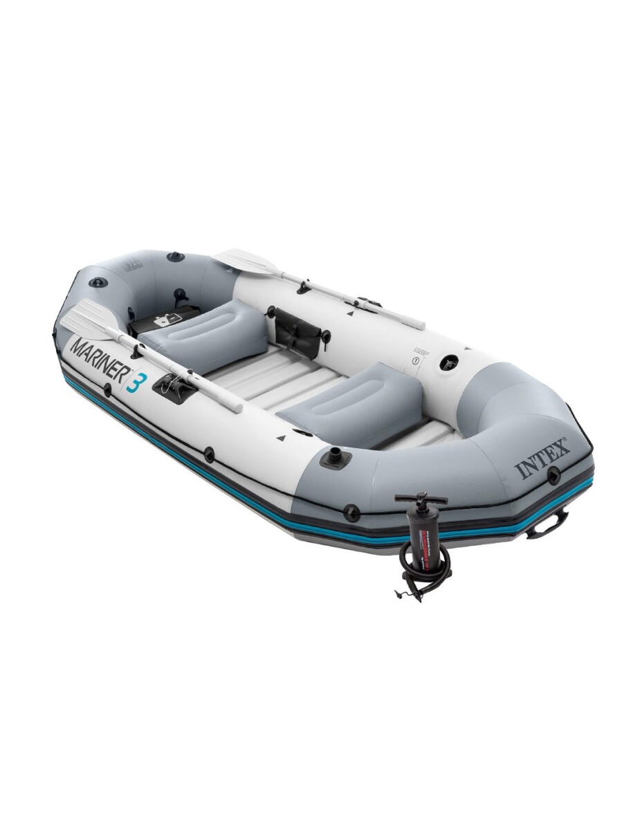 INTEX BOTE GOMÓN INFLABLE MARINER 3 PERSONAS SERIE PRO SET +REMOS +INFLADOR 
