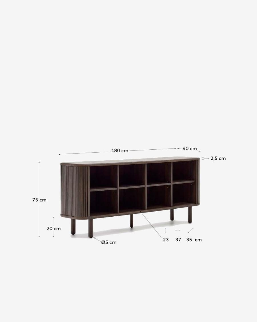 Aparador Mailen 2 puertas en chapa de fresno con acabado oscuro 180 x 75 cm