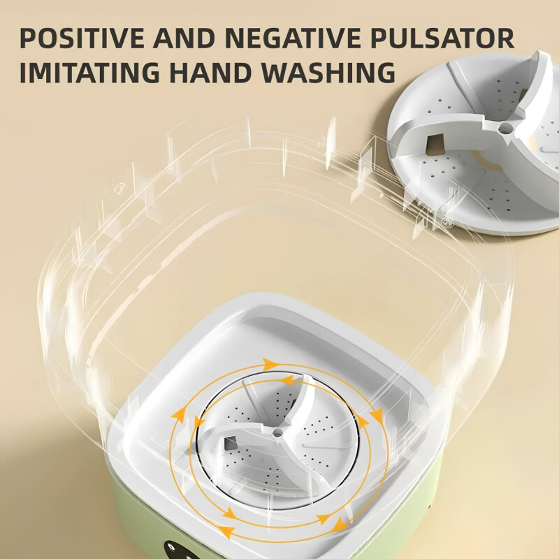 Mini Lavadora Marvo Portátil Pleg. C/Cesto Centrif. 9L Verde