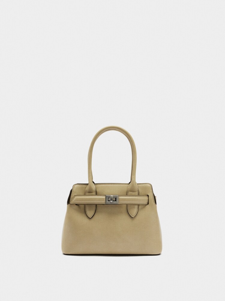 Bolso Tote Con Cinturón crudo