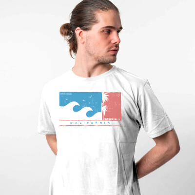 T-Shirt Print California White