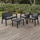 Juego Prestij de jardín 3 sillones con almohadones + mesa NEGRO