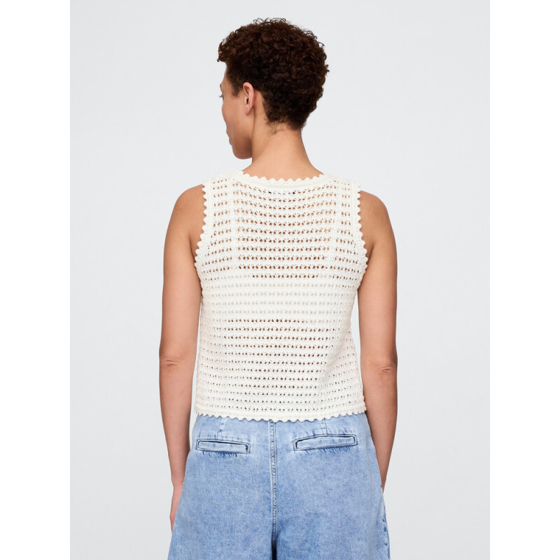 COTTON CROCHET CREW TANK NEW OFF WHITE