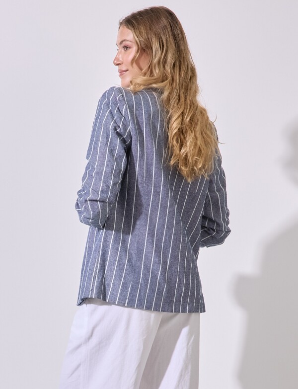 Blazer Lino Lineas AZUL/BLANCO