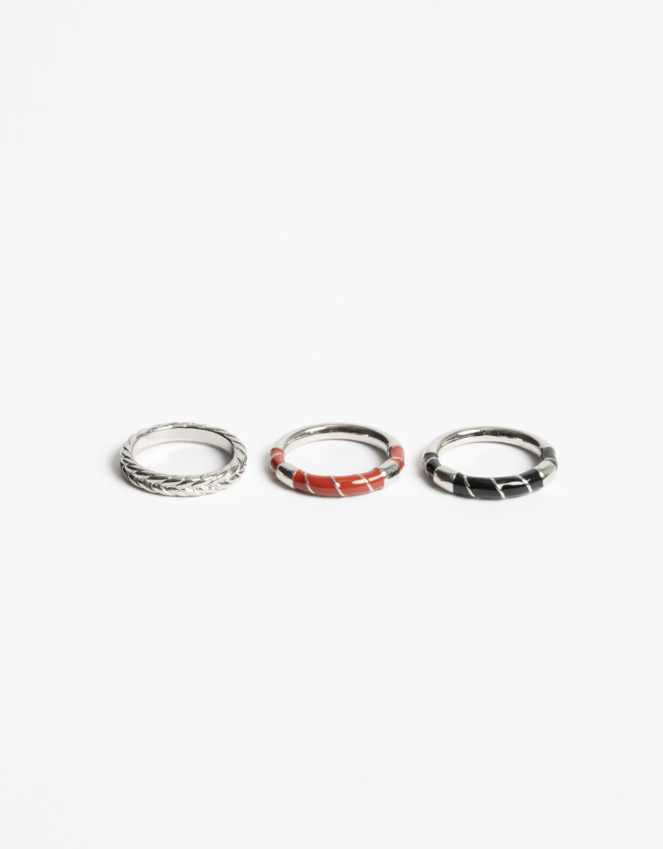 Set De Anillos De Metal Esmaltados 