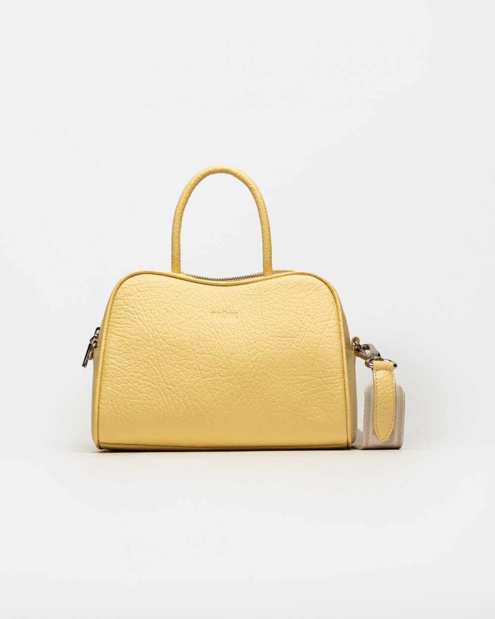 Cartera de mano The Club en cuero graneado Vainilla Niquel