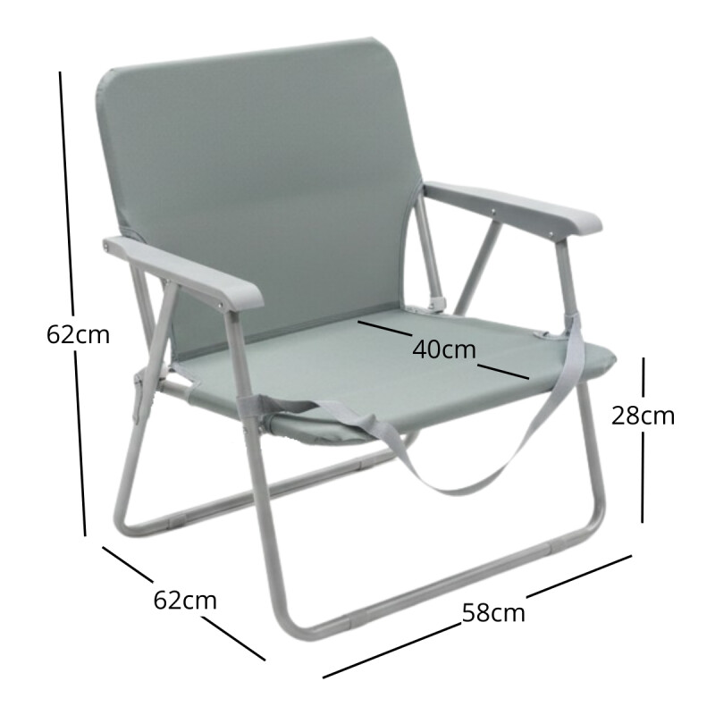Set x2 Silla Playa Plegable Portátil Con Correa Reforzada GRIS CLARO