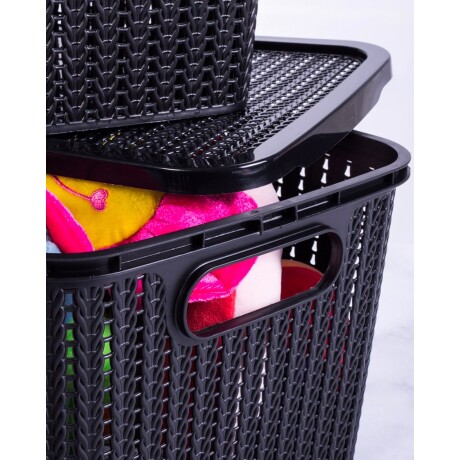 Caja organizadora con tapa Plasutil Trama 14lt Negro