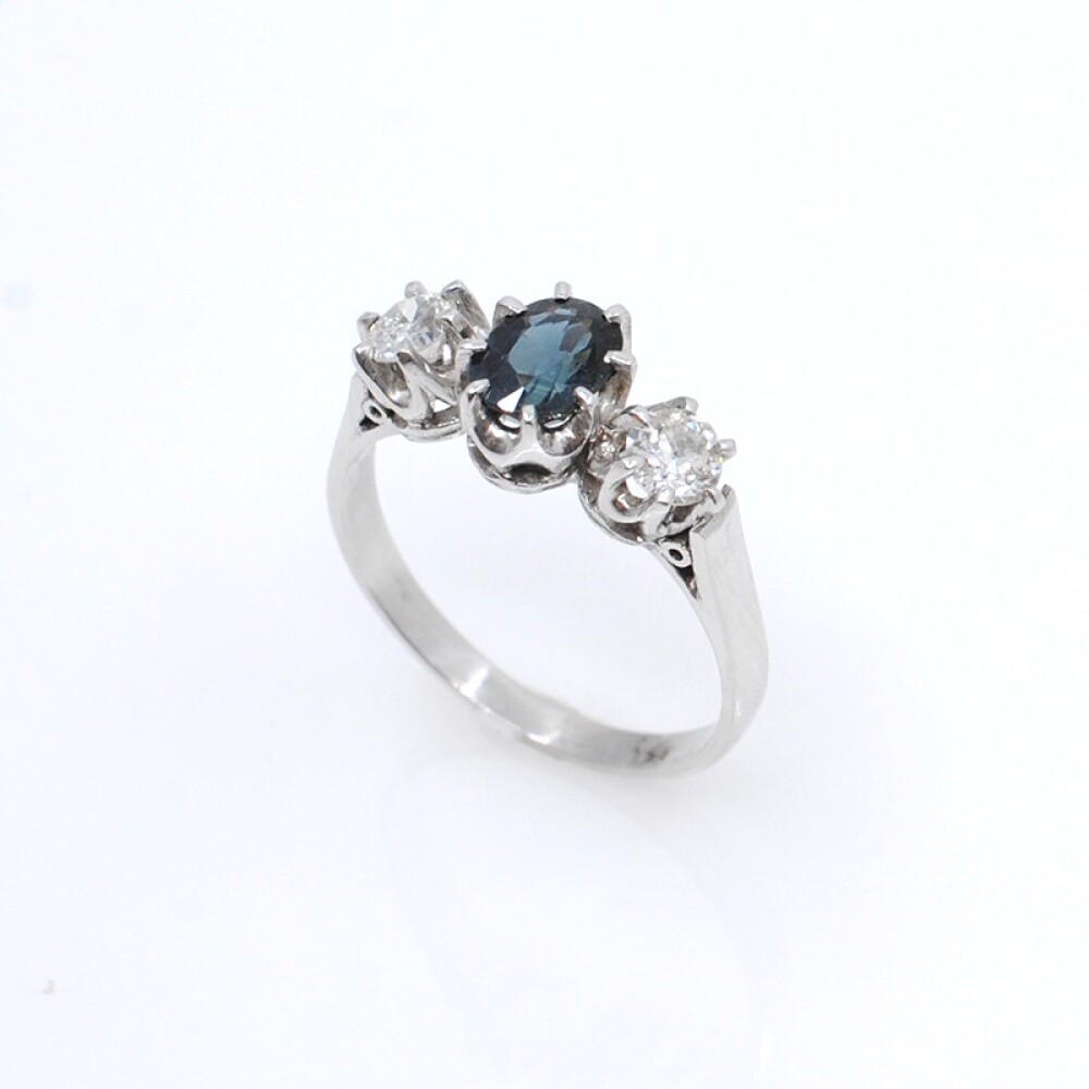 Anillo platino brillantes y zafiro Anillo platino brillantes y zafiro