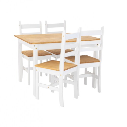 Juego de Comedor Lucia Plus 4 Sillas Madera - Blanco Juego de Comedor Lucia Plus 4 Sillas Madera - Blanco