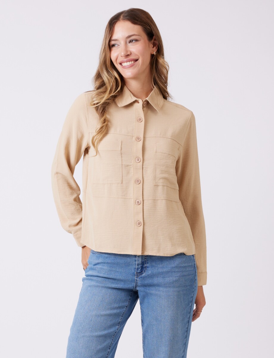 Camisa Bolsillos - Beige 