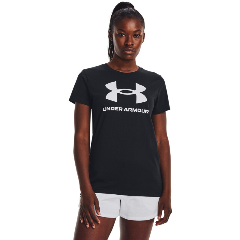 UA W SPORTSTYLE LOGO SS-BLU BLK-001