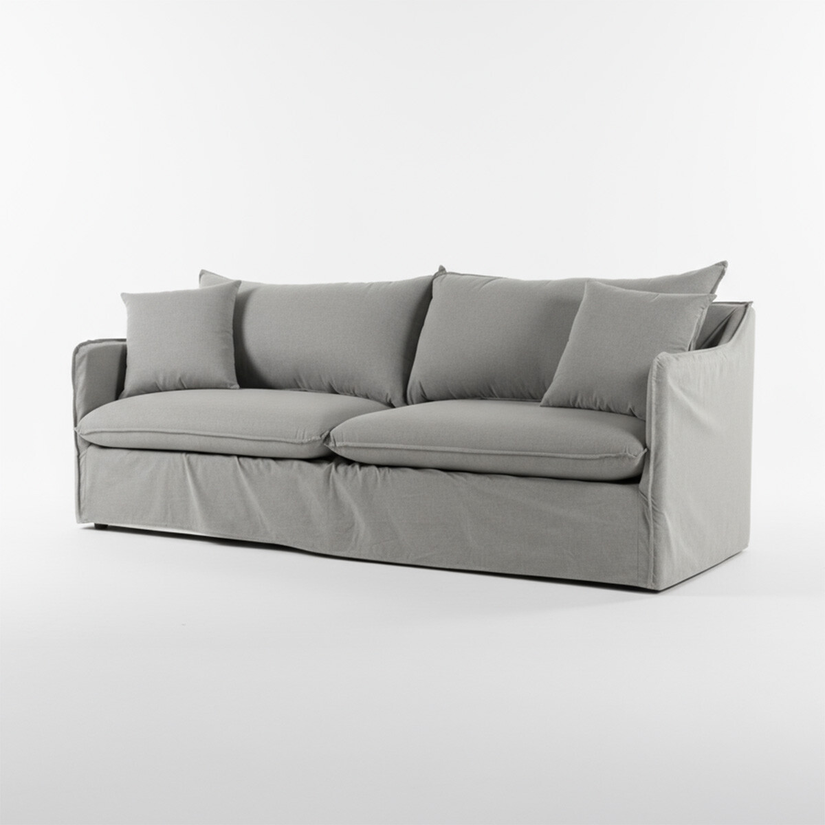 Sofá Snow con Funda - Tela Rústica - 3 cuerpos - TO001-1634 (Gris) 