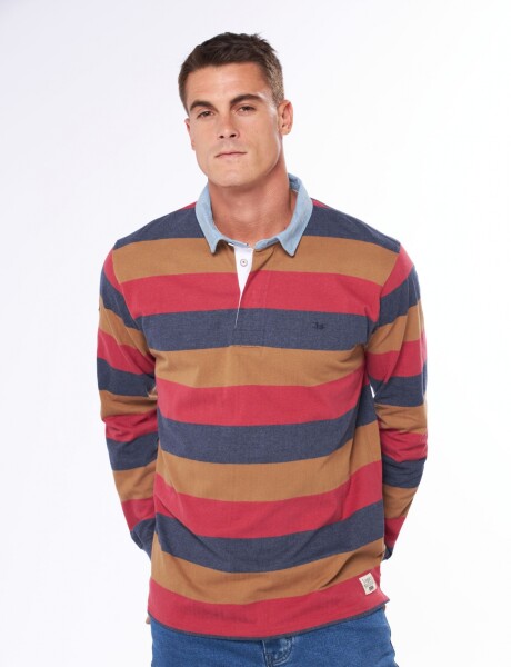 REMERA POLO RAYADA Ladrillo