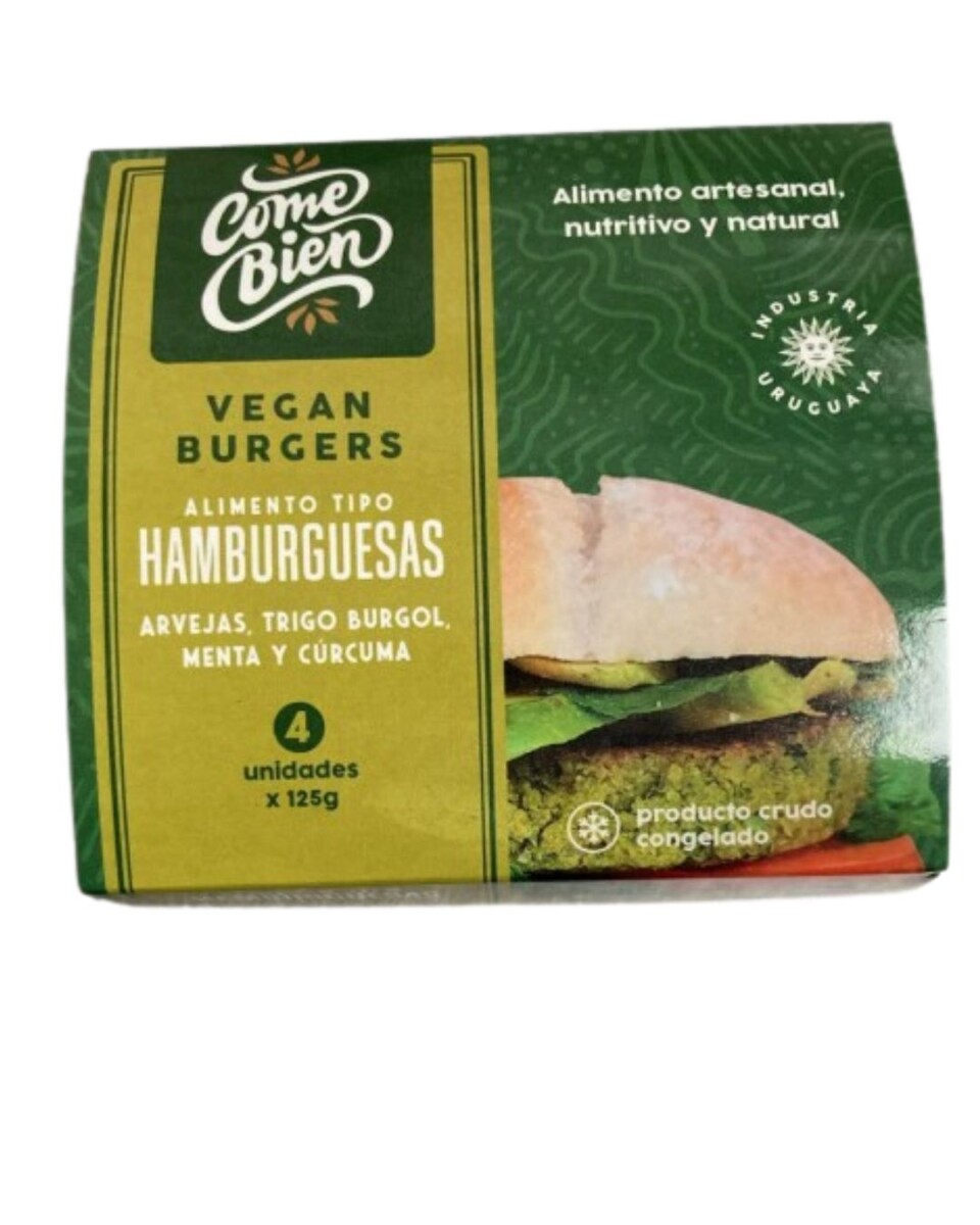 HAMBURGUESA ARVEJA, TRIGO BURGOL, MENTA Y CÚRCUMA X4 COME BIEN 