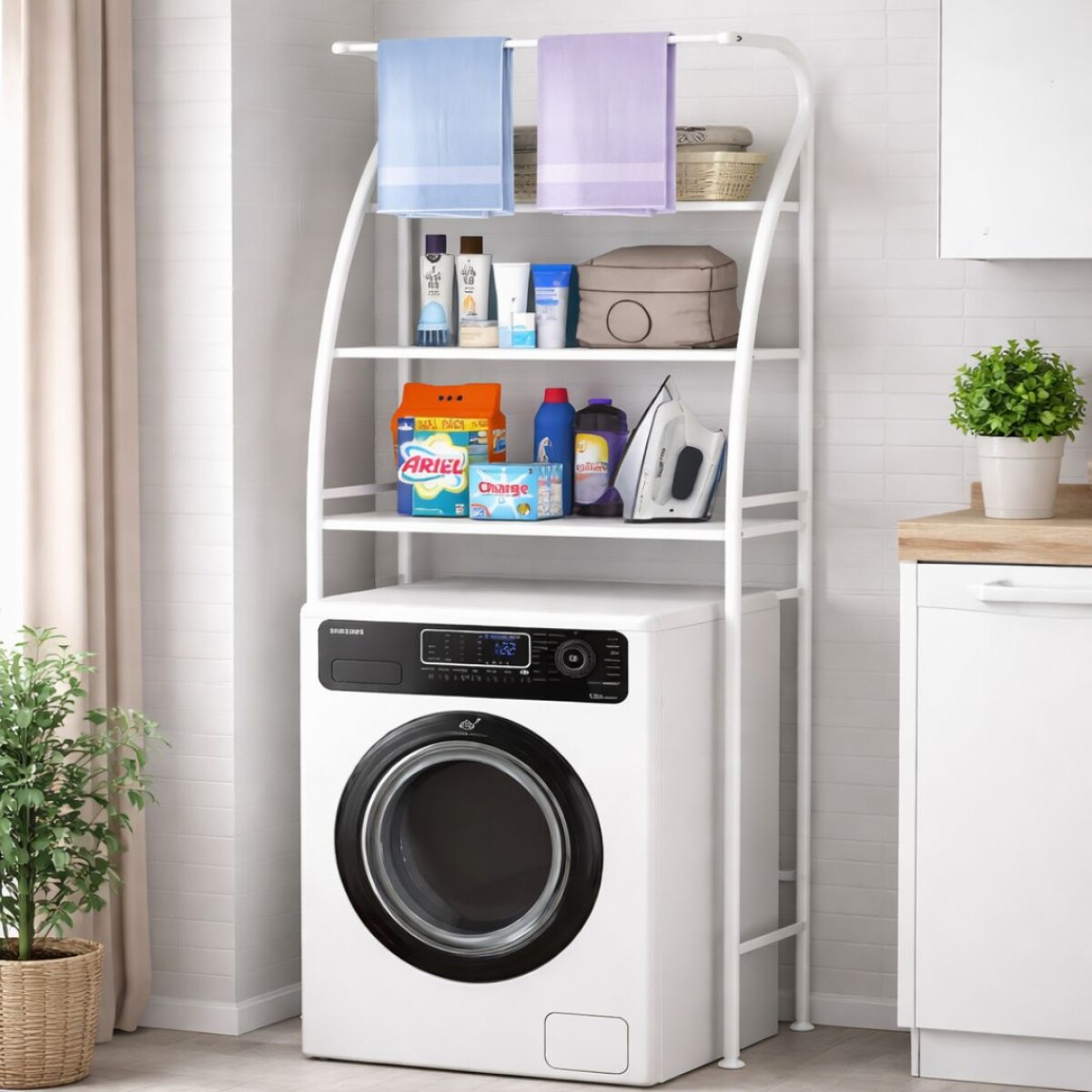 Estante organizador sobe lavarropas inodoro 3 estantes 