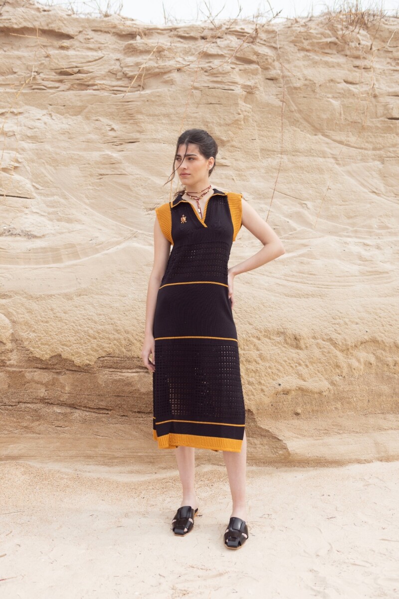 VESTIDO STRIPE Negro Y Came