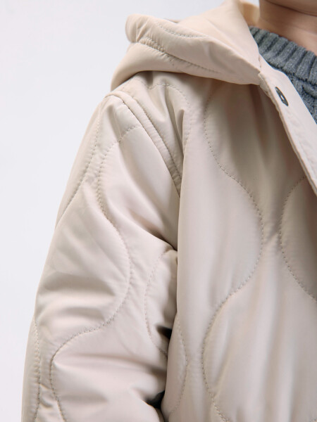 Campera capitoneada capucha Beige