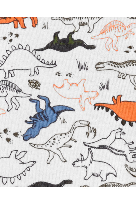 Pijama de algodón con pies y doble cierre diseño dinosaurios 0
