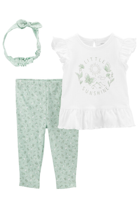 Set tres piezas pantalón y blusa de algodón más vincha Set tres piezas pantalón y blusa de algodón más vincha