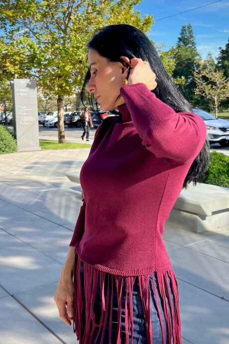 Buzo con flecos Fatima Bordeaux