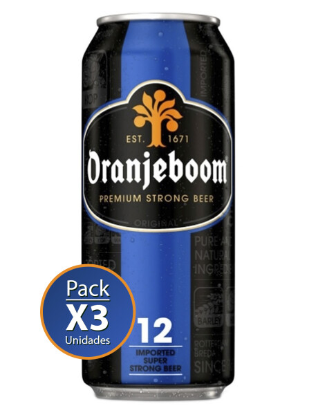 Pack de 3 latas de cerveza Oranjeboom Súper Strong 12% de 500cc Pack de 3 latas de cerveza Oranjeboom Súper Strong 12% de 500cc