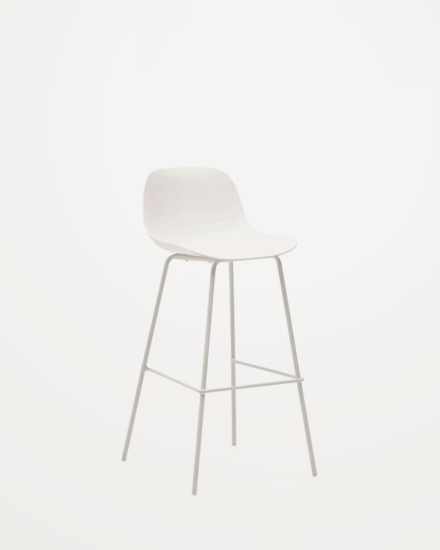 Taburete Altea negro y patas de acero con acabado beige 75 cm