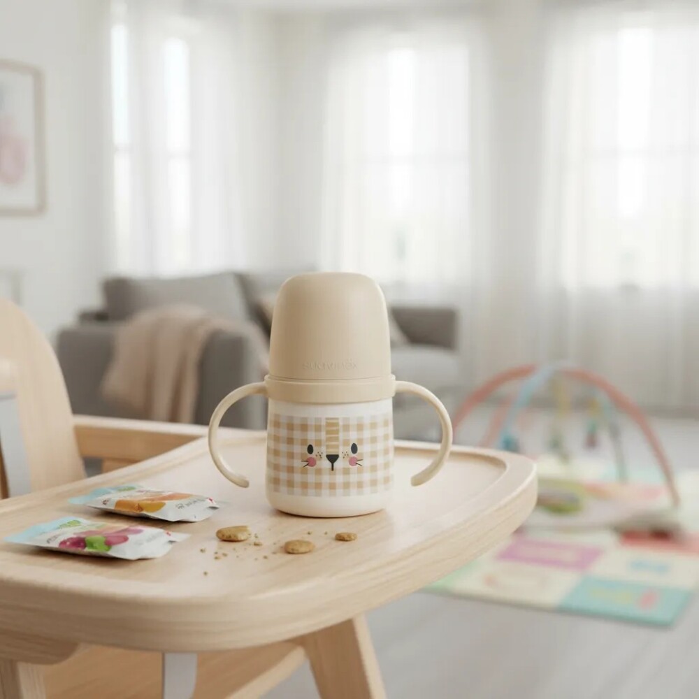 Vaso First Bottle SX PRO 6m+ SUAVINEX cuadrille beige