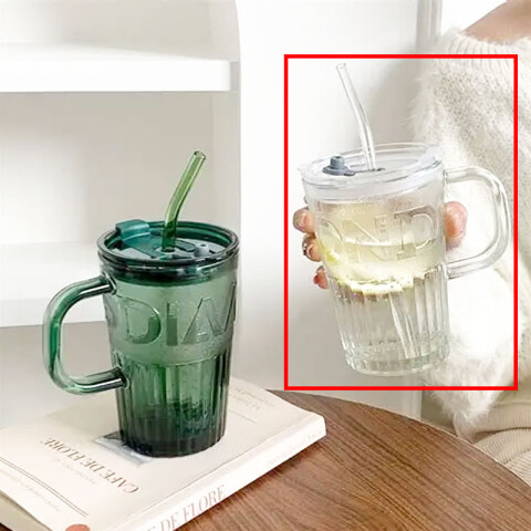 Taza vaso de vidrio c/sorbito colores 500ml 2 colores(OW2310 Taza Vaso De Vidrio C/sorbito Colores 500ml 2 Colores(ow2310