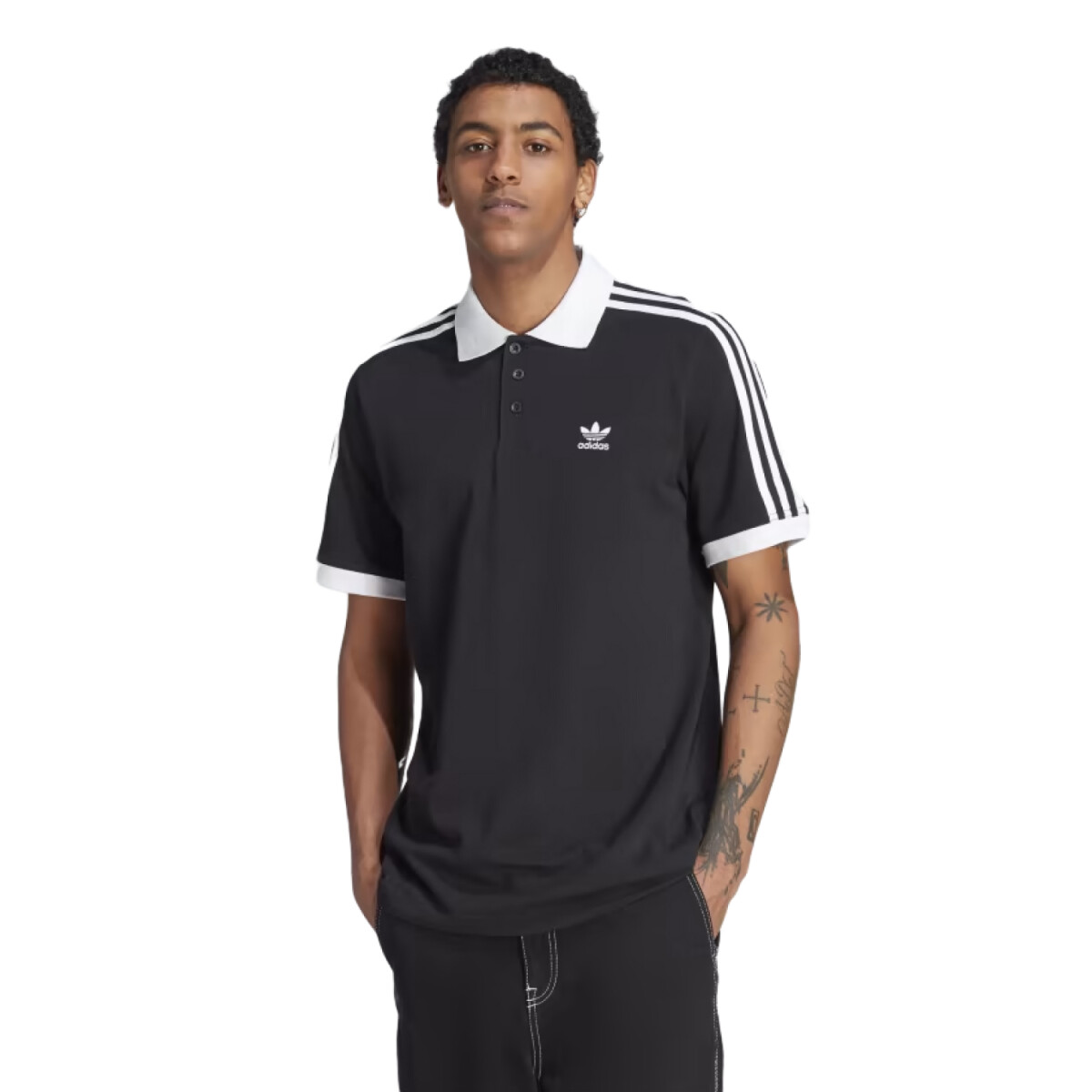 Remera Adidas 3 Stripe Polo - Negra 