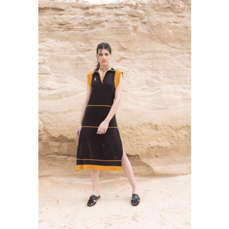 Vestido Stripe Negro Y Came