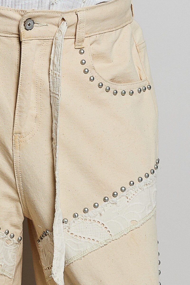 PANTALON CON ENCAJE Natural