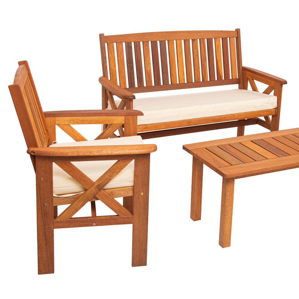 SET DE LIVING MADERA NATURAL-BEIGE MIAMI