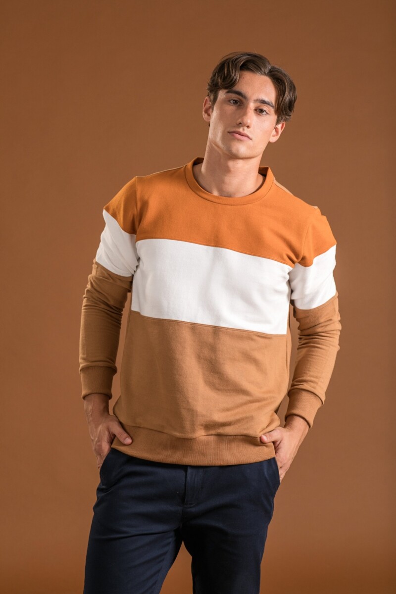 Buzo Combinado. Gris, Blanco y Azul Marino.