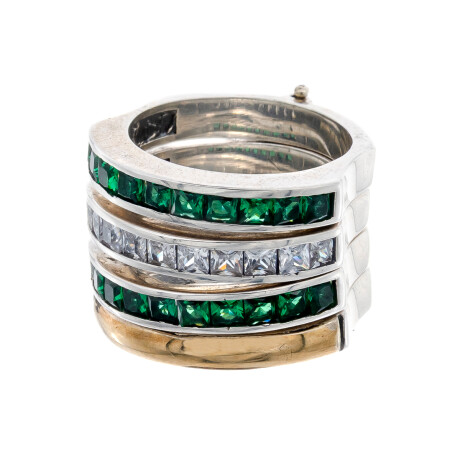 Anillo de plata 925, double en oro 18 ktes y circonias. Anillo de plata 925, double en oro 18 ktes y circonias.