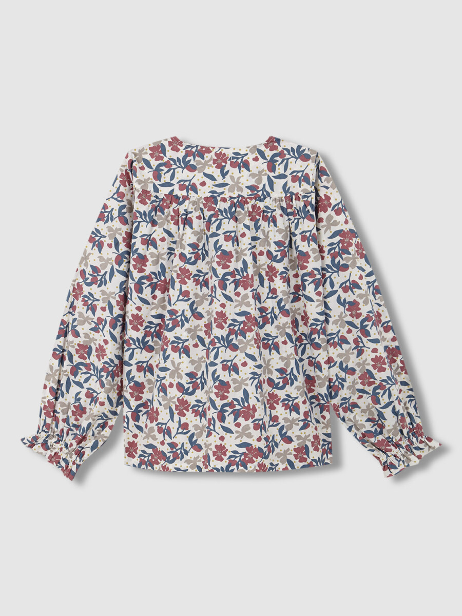 Blusa Flores Grandes Blanco Roto