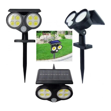 Foco Solar de Exterior 2 Paneles Led Ajustables c/Sensor Mov Negro