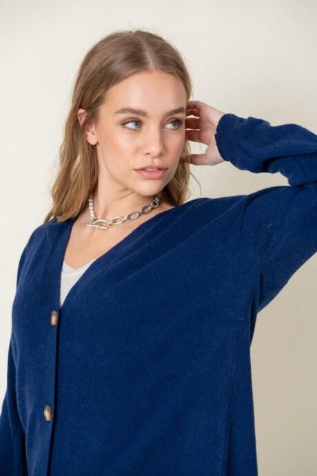 Cardigan lana dama Azul Marino