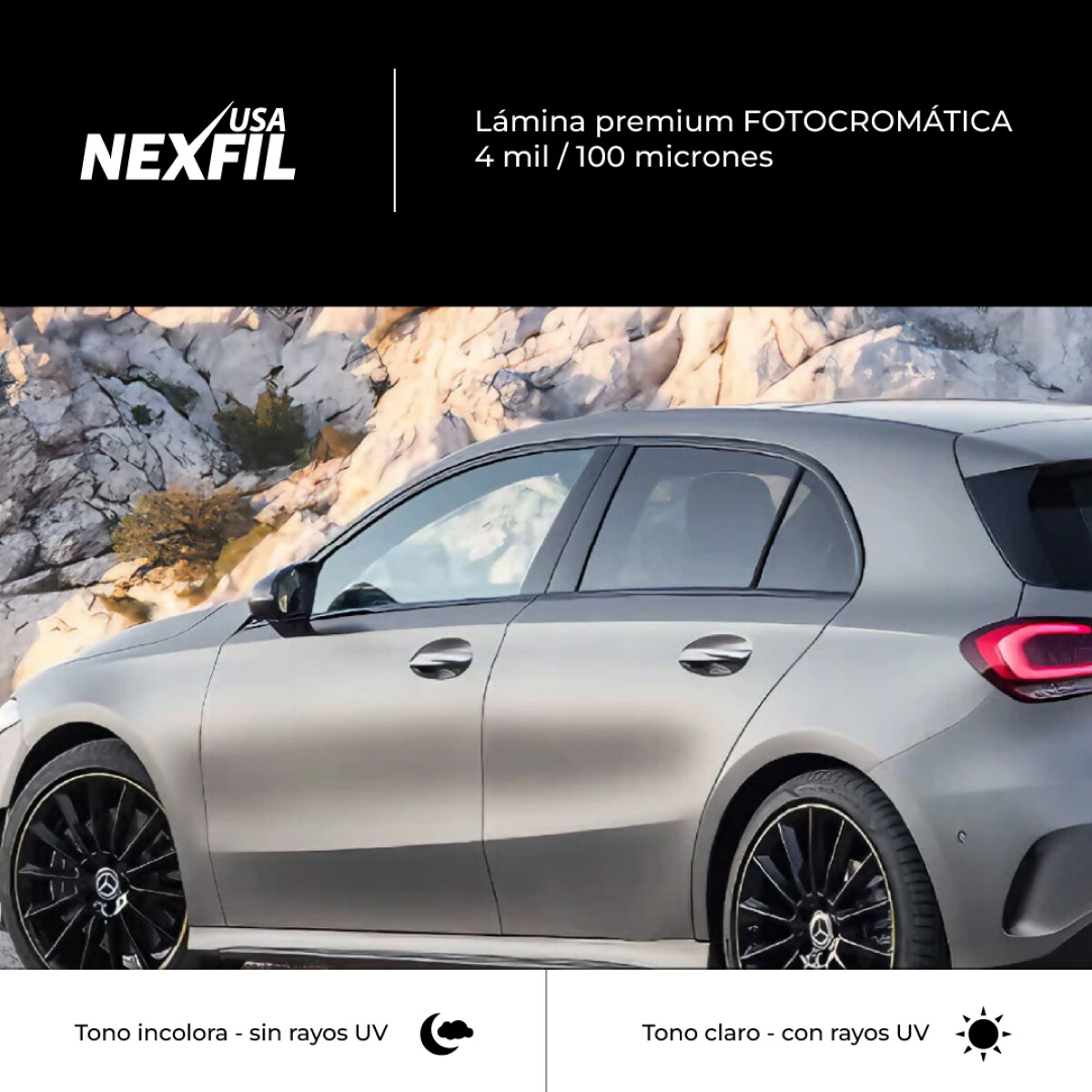 Polarizado Premium Fotocromático Auto. Marca: Nexfil. 100 Micrones. 