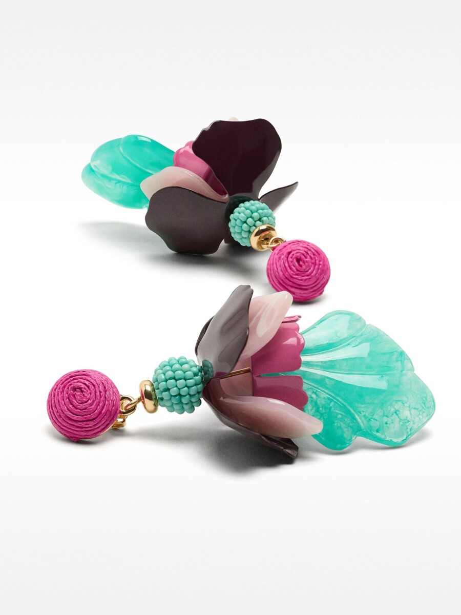 Pendientes Con Flor Multicolor multicolor