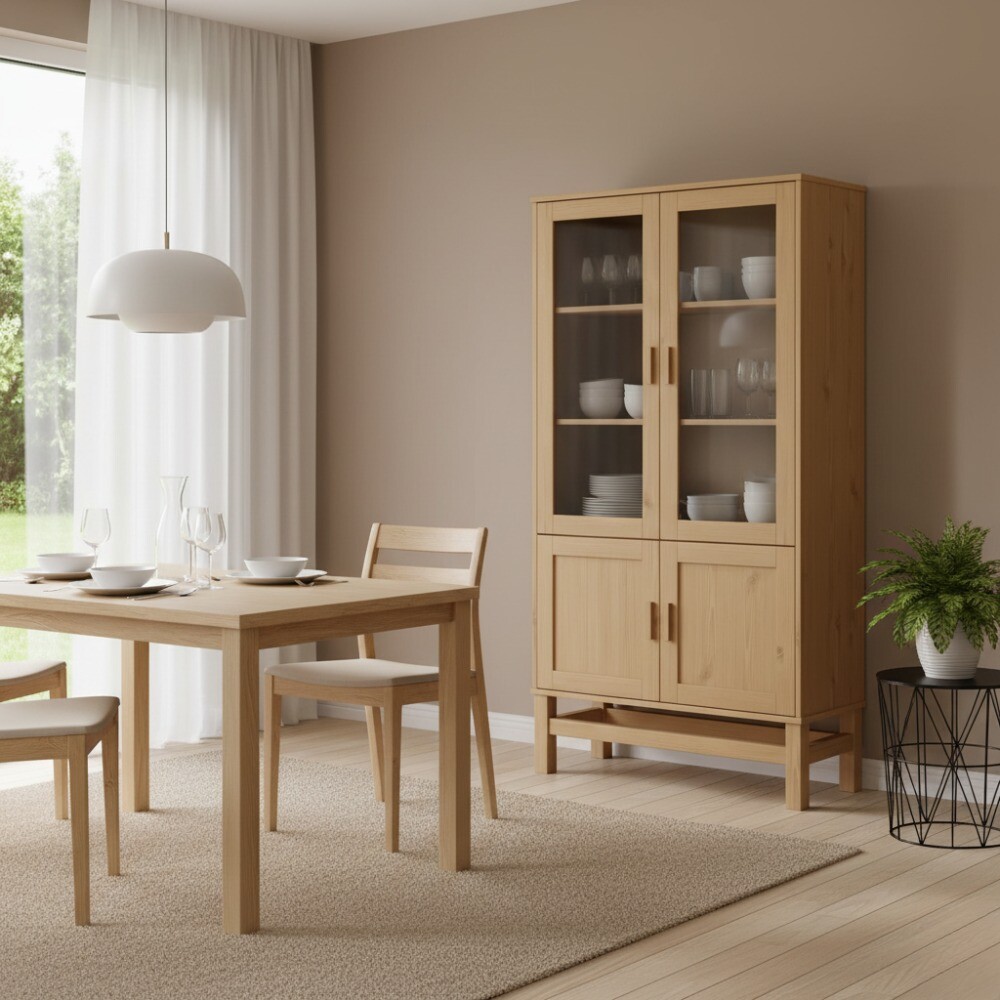 CRISTALERO 4 PUERTAS COPERO BOTELLERO ARMARIO ESTANTERÍA DE MADERA MACIZA CRISTALERO 4 PUERTAS COPERO BOTELLERO ARMARIO ESTANTERÍA DE MADERA MACIZA