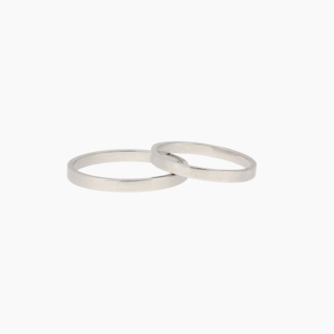 Par de alianzas en oro blanco 18K modelo cinta Par De Alianzas En Oro Blanco 18k Modelo Cinta