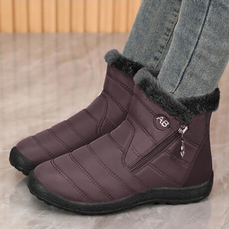 Bota De Abrigo Mujer Corderito Impermeable C/cierre Marron