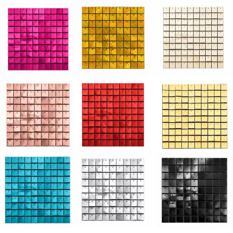 Modulo Panel De Lentejuelas Encastrable Metalizado 30x30 cm Para Fondo De Fiestas Modulo Panel De Lentejuelas Encastrable Metalizado 30x30 cm Para Fondo De Fiestas