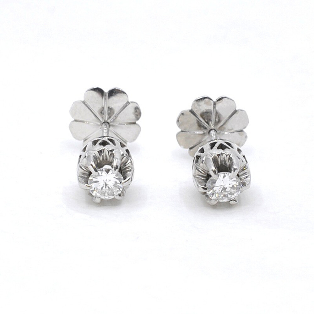 Caravanas En Oro 18K Blanco Y Brillantes Caravanas En Oro 18K Blanco Y Brillantes